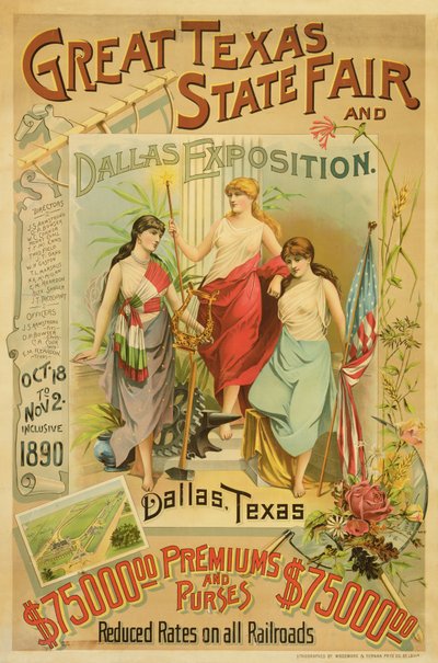 Plakat der Great Texas State Fair, 1890 von American School